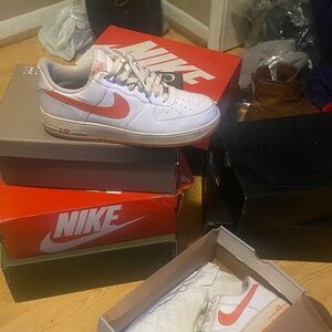 Nike Men's White and Orange Sneakers
